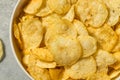 Salty Homemade Kettle Cooked Potato Chips Royalty Free Stock Photo