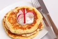 Salty pancakes with creamy sauce Royalty Free Stock Photo
