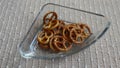 Salty pretzels  in a glass bowl Royalty Free Stock Photo