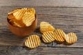 Salty ribbed potato chips Royalty Free Stock Photo