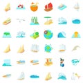 Salty water icons set, cartoon style Royalty Free Stock Photo