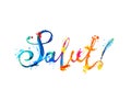 Salut. Hello in french. Vector splash paint word