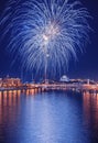 Salute above the Kremlin. fireworks at the festival `Spassky Tower`. historical Museum Royalty Free Stock Photo