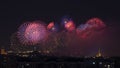 Salute fireworks celebratory gunfire in city at night