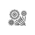 Salute fireworks line icon