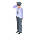 Salute policeman icon, isometric style