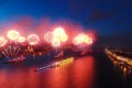 Salute Scarlet Sails. The festive salute is grandiose. Fireworks pyrotechnics