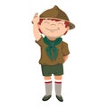 Salute scout boy icon, cartoon style Royalty Free Stock Photo