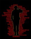 Saluting army soldier line contour vector silhouette illustration