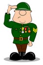 A saluting cartoon soldier