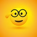 Saluting Face with Glasses - Happy Emoji Icon Design - Yellow Face Saluting with Right Hand - Sign of Respect - Illustration in Royalty Free Stock Photo