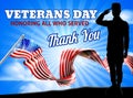 American Flag Veterans Day Soldier Saluting Royalty Free Stock Photo