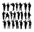 Saluting Soldier and Army Force Silhouettes Royalty Free Stock Photo