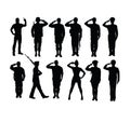 Saluting Soldier and Army Force Silhouettes Royalty Free Stock Photo