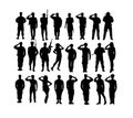 Saluting Soldier and Army Force Silhouettes