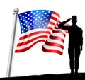 Saluting Soldier Patriotic American Flag Design