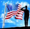Saluting Soldier Patriotic American Flag Design