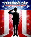 Saluting Soldier Veterans Day American Flag Royalty Free Stock Photo