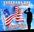 Saluting Soldier Veterans Day American Flag Royalty Free Stock Photo