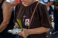 Faithful Catholic is seen at the outdoor mass on Sunday of Palms