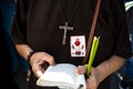 Faithful Catholic is seen at the outdoor mass on Sunday of Palms