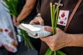 Faithful Catholic is seen at the outdoor mass on Sunday of Palms