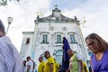 Catholics carry the statue of Mary in front of the Igreja da Matriz during the procession of the Passion of Christ