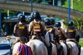Military police cavalry doing security outside the football stadium for Bahia vs Vitoria game in Salvador, Bahia