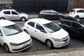 Salvador, Bahia, Brazil - August 11, 2023: Cars parked on one of the side streets of Avenida Tancredo Neves in the commercial