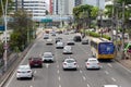 Salvador, Bahia, Brazil - August 11, 2023: Many cars, motorcycles and buses occupying the lanes of Avenida Tancredo Neves in the