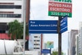 Salvador, Bahia, Brazil - August 11, 2023: Traffic sign indicating Rua Alceu Amoroso Lima and Avenida Tancredo Neves