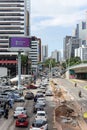 Salvador, Bahia, Brazil - August 11, 2023: View of a street close to Avenida Tancredo Neves with a construction site on the side