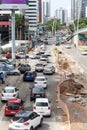 Salvador, Bahia, Brazil - August 11, 2023: View of a street close to Avenida Tancredo Neves with a construction site on the side