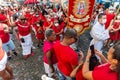 Catholics are seen at the outdoor mass in Pelourinho in honor of Santa Barbara Royalty Free Stock Photo