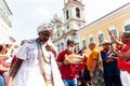 Devotees of Santa Barbara are seen during the external mass