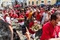 Devotees of Santa Barbara are seen during the external mass