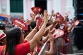 Hundreds of people are seen praying during a tribute to Santa Barbara in Pelourinho, city of Salvador, Bahia