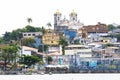 Panoramic view of Senhor do Bonfim Church with the houses below the hill Royalty Free Stock Photo
