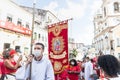 People participate in a procession in honor of Santa Barbara Royalty Free Stock Photo