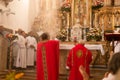 Priests celebrate mass for Santa Luzia at the Pilar church in the city of Salvador, Bahia