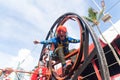 Circus performers perform during the pre-Carnival Fuzue parade