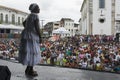 member of the candomble religion participates in a party in honor of Yemanja in the city of Salvador