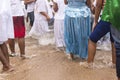 Member of the candomble religion participates in a party in honor of Yemanja in the city of Salvador