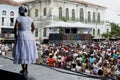 member of the candomble religion participates in a party in honor of Yemanja in the city of Salvador