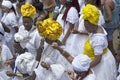 member of the candomble religion participates in a party in honor of Yemanja in the city of Salvador