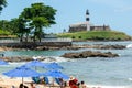 Barra Lighthouse seen from afar Royalty Free Stock Photo