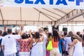 Hundreds of Catholics attend the outdoor mass on the traditional first Friday of 2023 at Senhor do Bonfim church