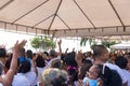 Hundreds of Catholics attend the outdoor mass on the traditional first Friday of 2023 at Senhor do Bonfim church