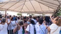 Hundreds of Catholics attend the outdoor mass on the traditional first Friday of 2023 at Senhor do Bonfim church