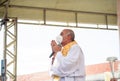 Priest celebrates mass for the faithful in honor of the first day of the year 2022